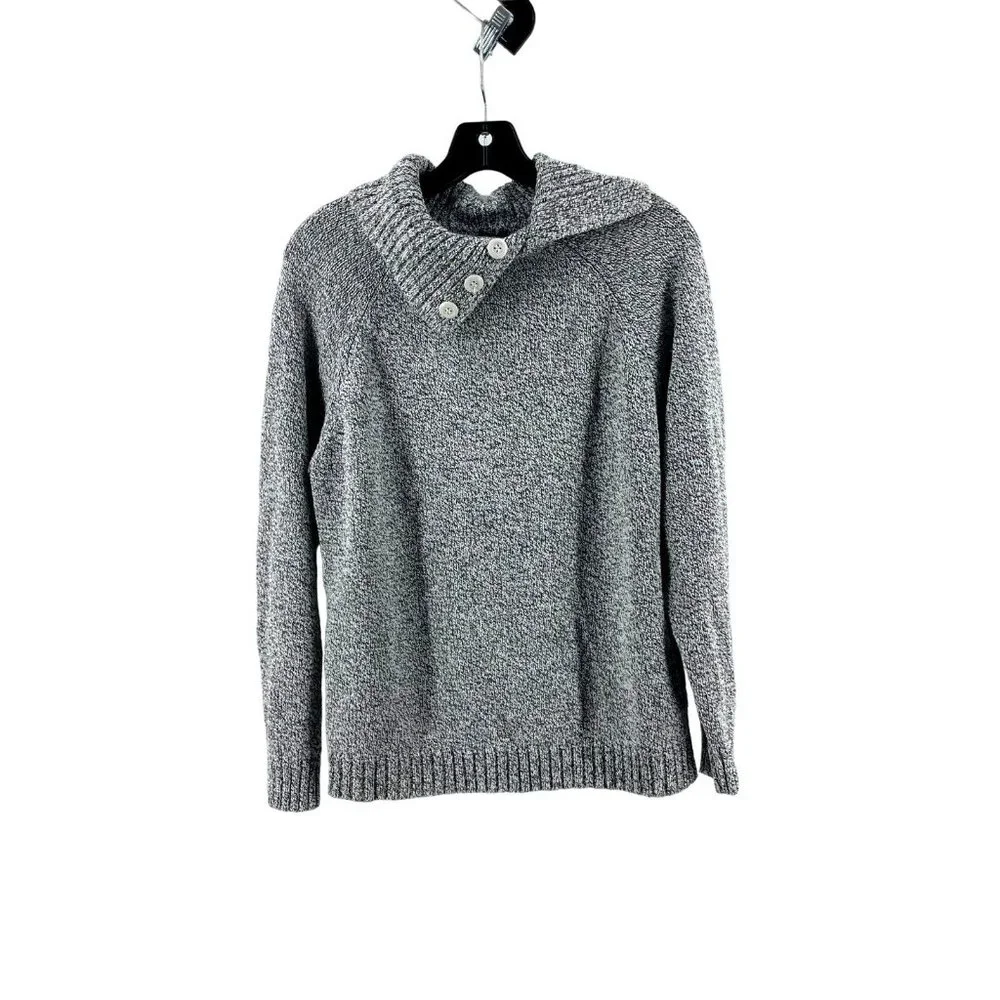 Karen Scott Women's Gray Long Sleeve Collared Knit Sweater Size Medium - Picture 1 of 9